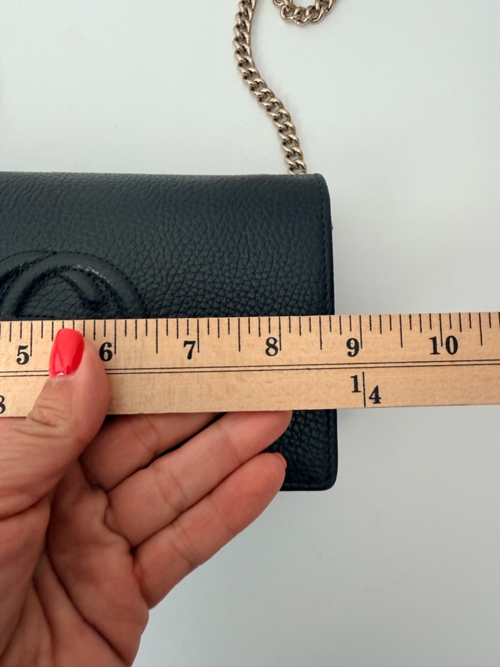 Gucci Soho Leather Chain Wallet Crossbody Black Gold Hardware - Picture 13 of 13